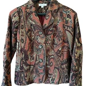 Coldwater Creek Petite Medium Paisley Tapestry Blazer Jacket Women